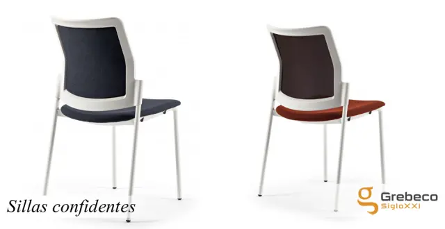 Imagen Silla confidente tapizado "R". Estructura 4 pies blanca.