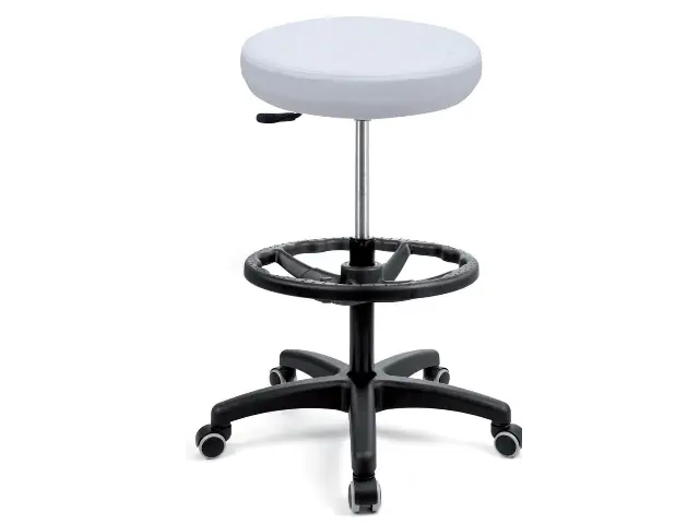 Imagen Taburete giratorio asiento tapizado con aro reposapis.