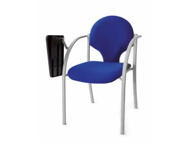 Imagen Silla confidente tapizada estructura pintada con brazos y pala de escritura. 