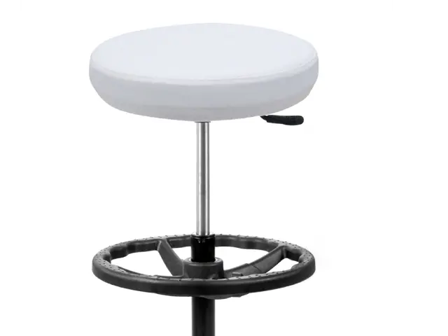 Imagen Taburete giratorio asiento tapizado con aro reposapis. 2