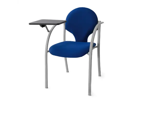 Imagen Silla confidente tapizada estructura pintada con brazos y pala de escritura.  3