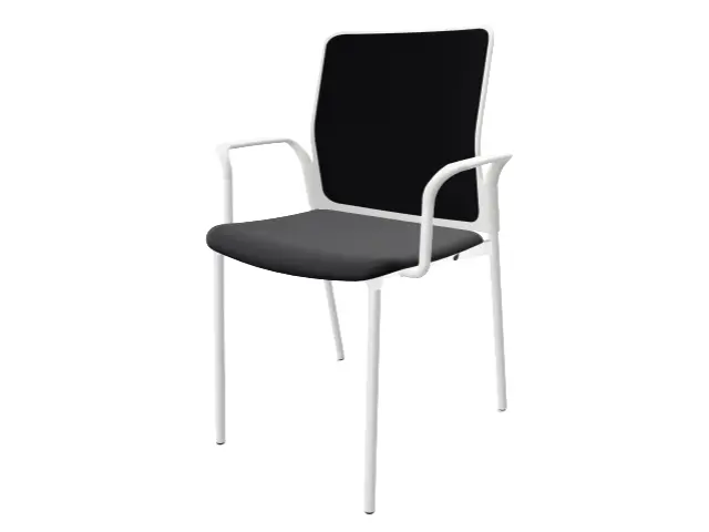 Imagen Silla confidente con brazos Estructura blanca de 4 patas y tapizado tejido "R".